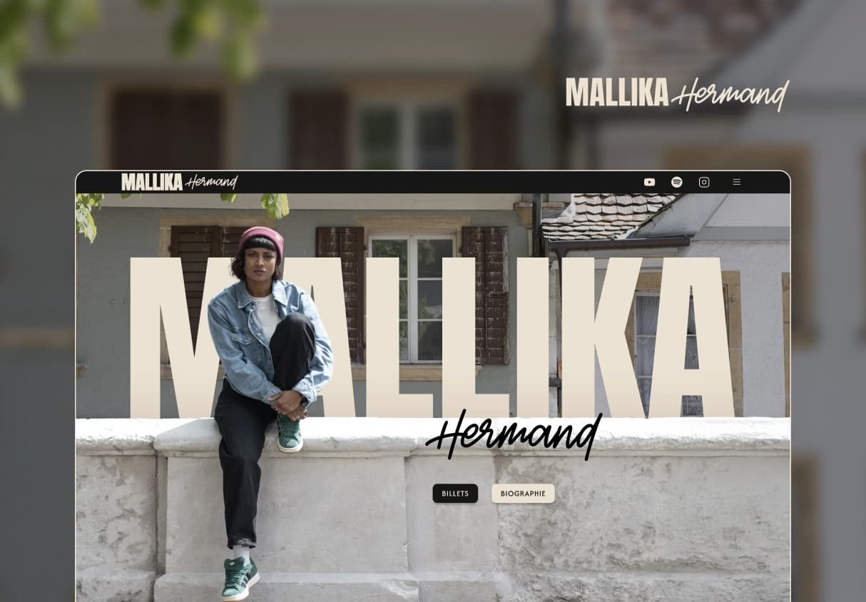 Mandat design et site web pour Mallika Hermand